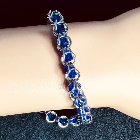 Artisan Captured Crystal Bracelet in Sapphire - Picture 1 of 3